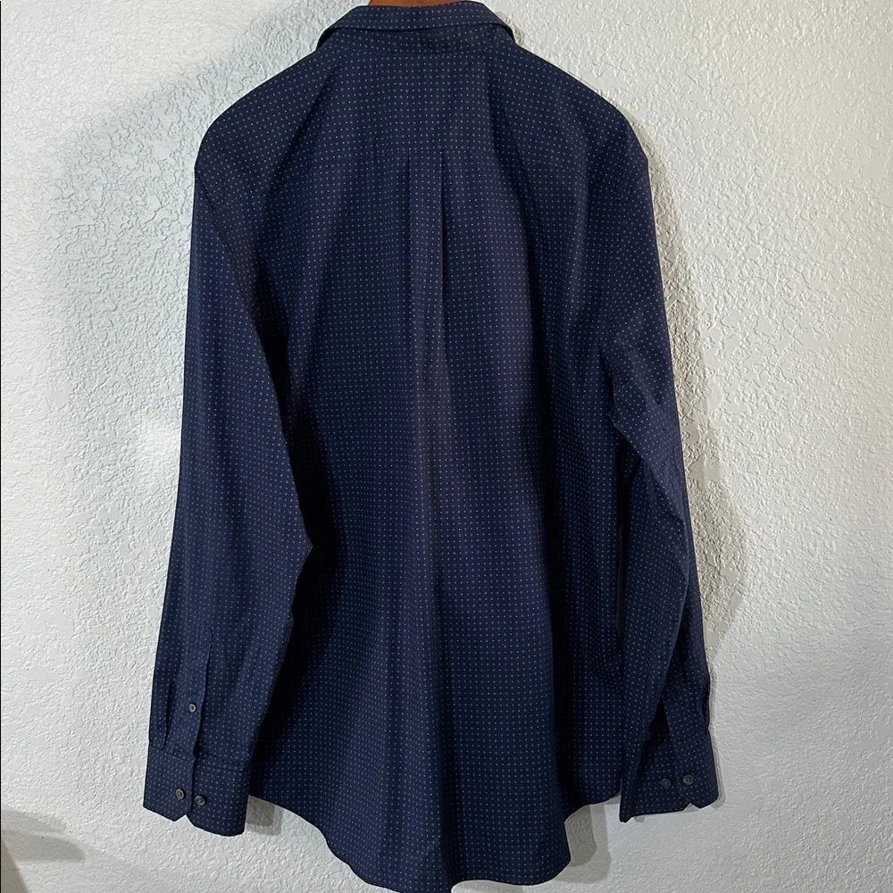 Banana Republic Men Navy Blue Light Blue Flower Long Sleeve Button Down Shirt XL